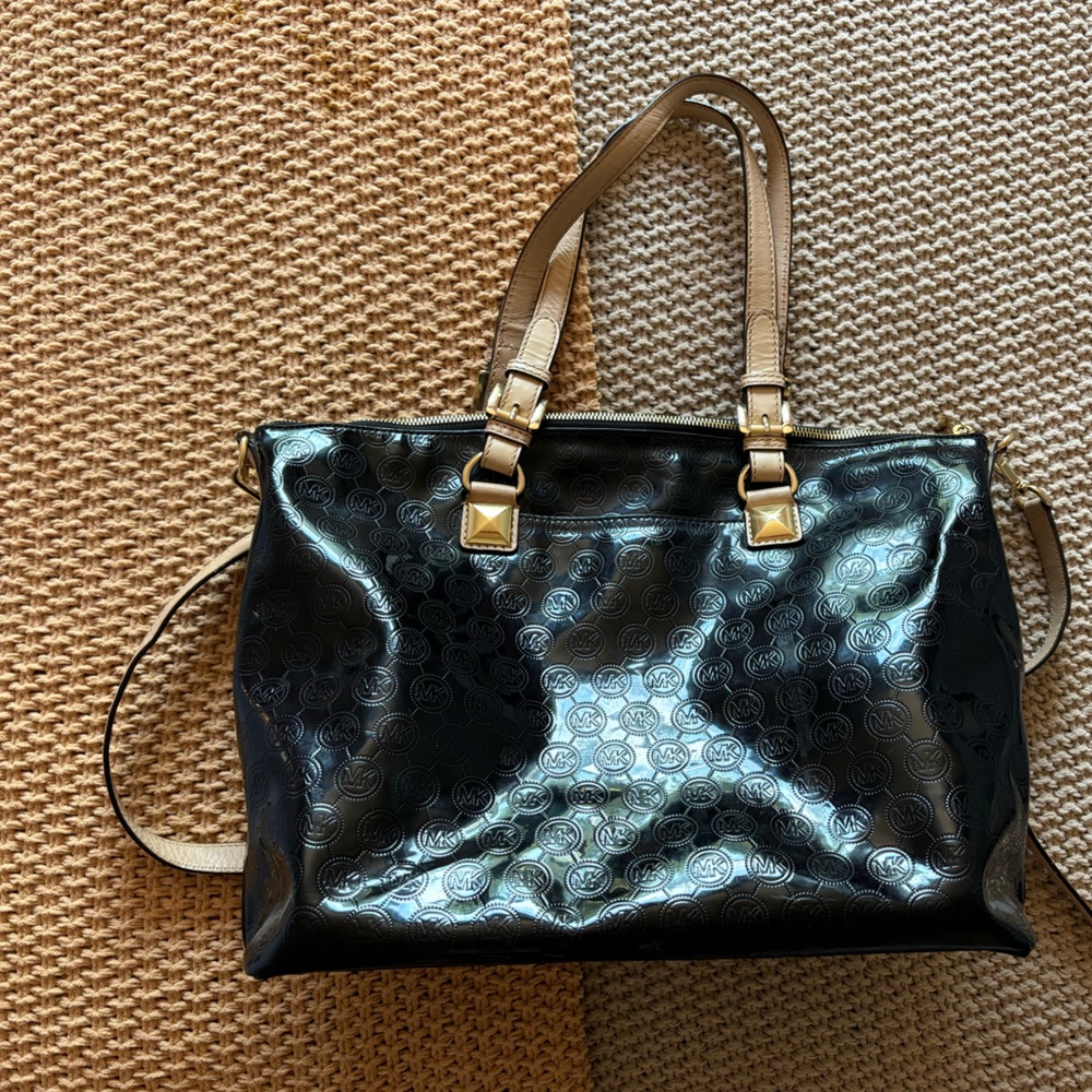 Vintage Michael Kors Black Patent Tote with Shoulder Straps